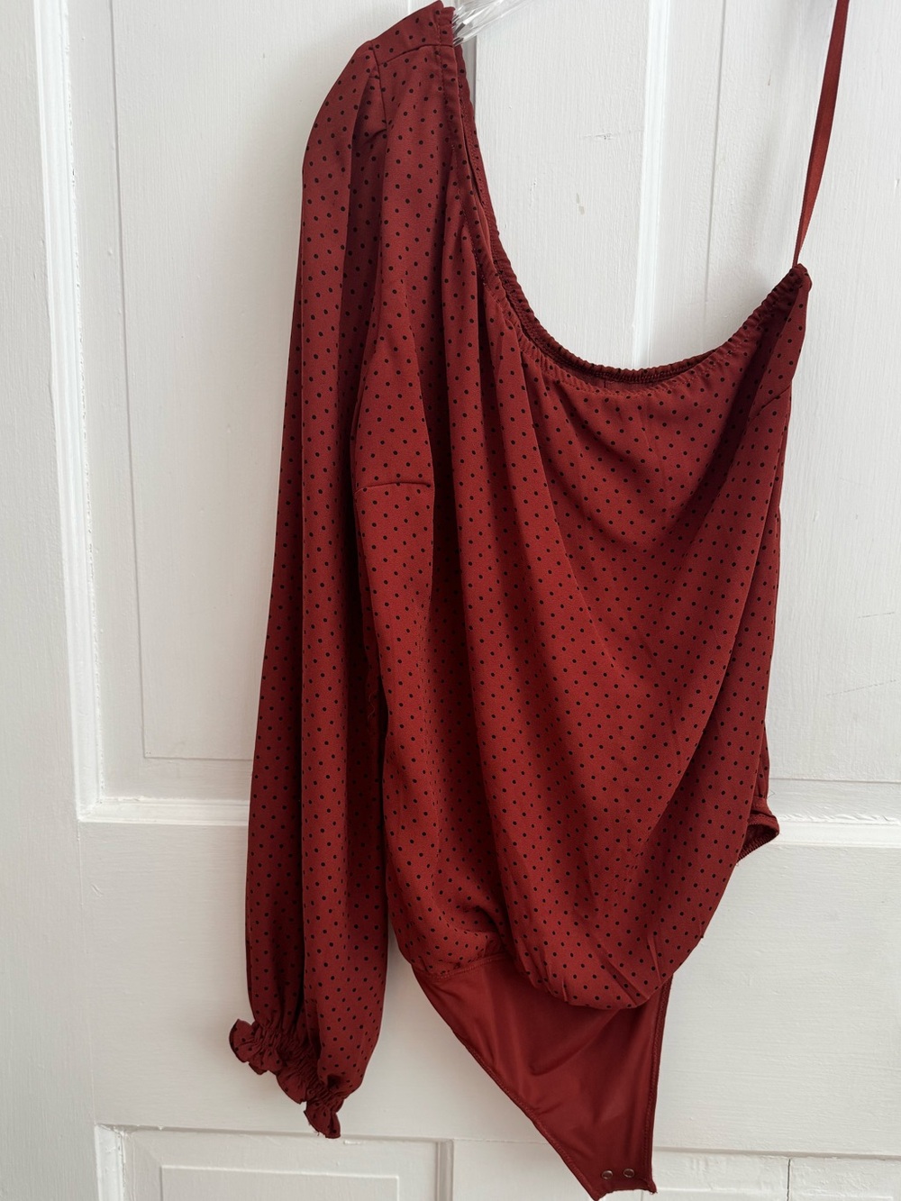 Abercrombie & Fitch Rust Orange Terracotta One Shoulder Bodysuit  Polka Dot